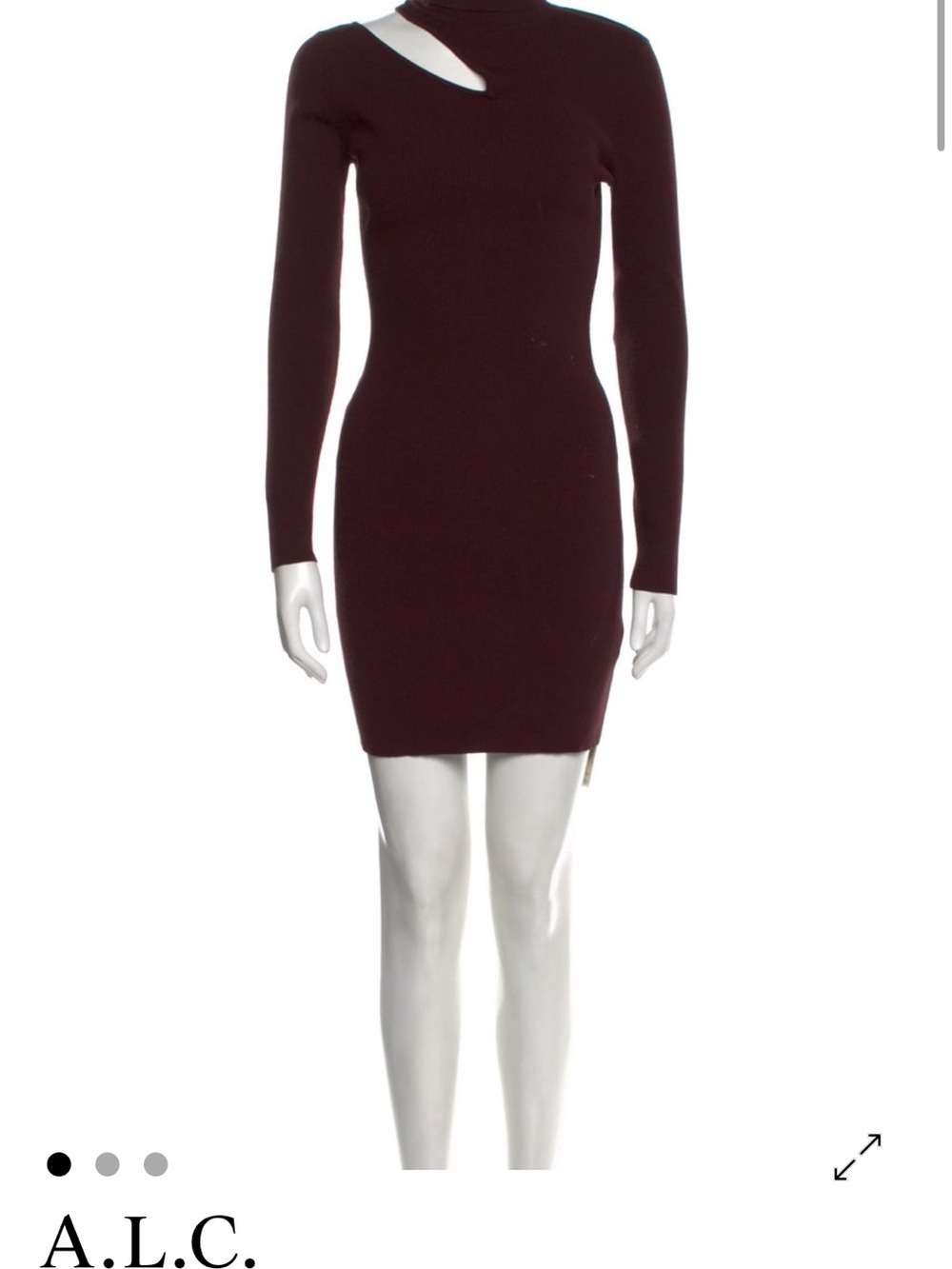 A.L.C. Cutout Long-Sleeve Bodycon Dress in Deep Wine